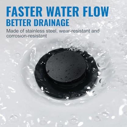 Pop Up Sink Drain Without Overflow, Bathroom Sink Drain Vessel Sink Stopper Pop Up Sink Drain Stopper, Pop Up Drain for Bathroom Sink Drain Strainer for Hair Catcher, Matte Black - color: Matte Black, style: Without Overflow