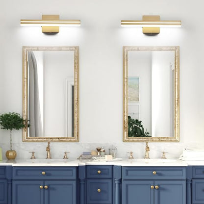 SineRise LED Modern Bathroom Vanity Light Fixtures (16-Inch, 3000K/4000K/6000K, Dimmable), Gold Modern Acrylic Bathroom Wall Lighting Fixtures Over Mirror - color: Gold, size: 16-Inch