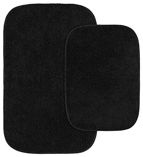 Garland Rug Traditional Bath Rug Set, 2-Piece Set, Black - color: Black, size: 2 Bath Rugs (17" x 24", 21" x 34")