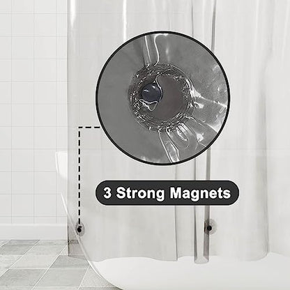 Barossa Design Clear Black Stall Shower Curtain Liner 36x 72 | Waterproof PEVA, 3 Bottom Magnets, Metal Grommets, Lightweight Plastic Shower Liner 36 x 72 Inches for Small Bathroom Stall - color: Black Clear, size: 36"W x 72"L (Pack of 1)