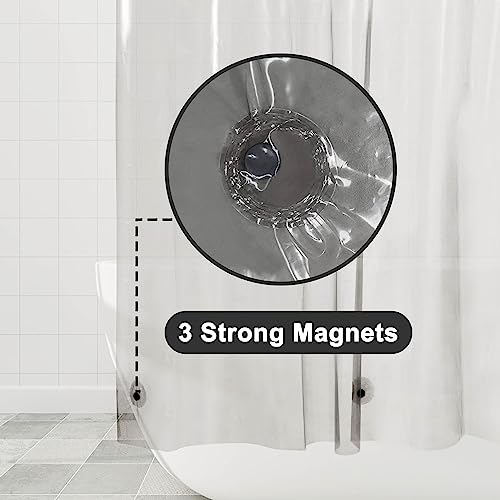 Barossa Design Clear Black Shower Curtain Liner Standard Size | Premium PEVA, PVC Free, Metal Grommets, Waterproof Lightweight Translucent Black Shower Curtain with 3 Magnets for Bathroom - color: Black Clear, size: 72"W x 72"L (Pack of 1)