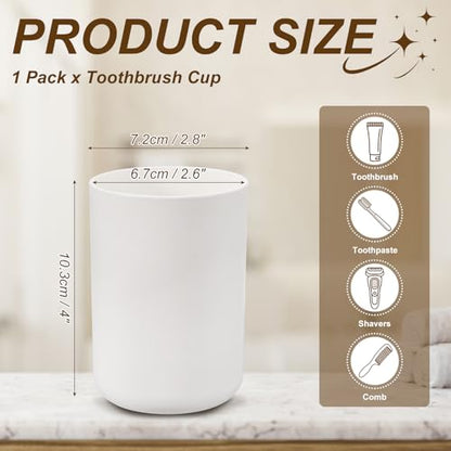 uxcell Bathroom Tumblers, 14oz Reusable Toothbrush Cup 2.8x4 Plastic Cup for Bathroom Travel Home Toothpaste Makeup Brush Holder Mouthwash Water Beverages Combs, White - color: White