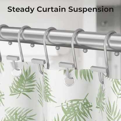 Silver Shower Curtain Hooks, Bathway Shower Curtain Rings Rust Proof, 12PCS Shower Hooks for Shower Curtain, T-Bar Design Convenient Elegant Shower Curtain Hangers for Bathroom Kitchen Wardrobe - color: Silver