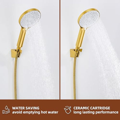 Angle Simple Shower Flow Control Valve, Water Shut Off Valve, Titanium Gold | Brass Water Flow Restrictor, G 1/2 Pressure Reducer for Handheld Shower Head or Bidet Sprayer - color: Titanium Gold