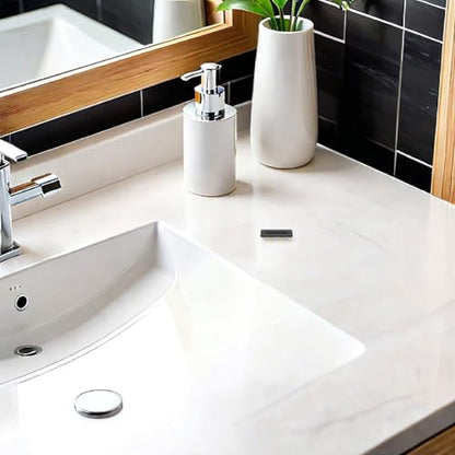 3pcs Sink Overflow Cover: Washbasin Drain Overflow Hole Plug - Metal Basin Cover Cap for Vanity Bathtub - Rectangle Kitchen Sink Hole for Bathroom Basin
