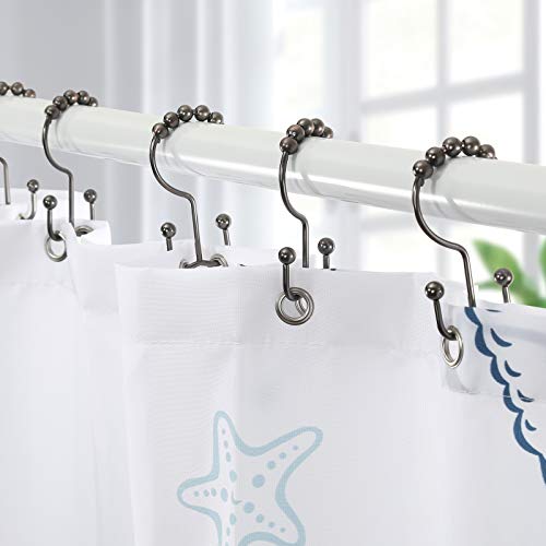 Shower Curtain Hooks, Goowin Shower Curtain Rings, Stainless Steel Shower Curtain Hooks Rust Proof Free Sliding Double Shower Hooks for Curtain, Shower Curtains & Liners (Bronze) - color: Bronze
