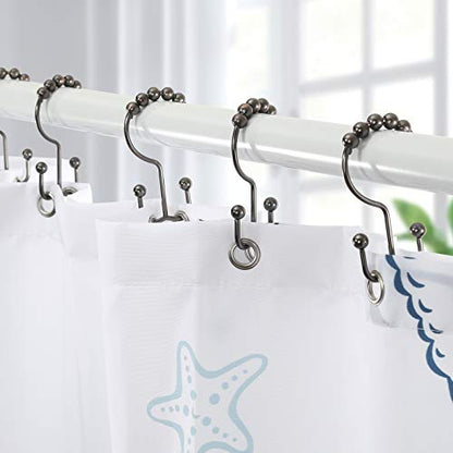 Shower Curtain Hooks, Goowin Shower Curtain Rings, Stainless Steel Shower Curtain Hooks Rust Proof Free Sliding Double Shower Hooks for Curtain, Shower Curtains & Liners (Bronze) - color: Bronze