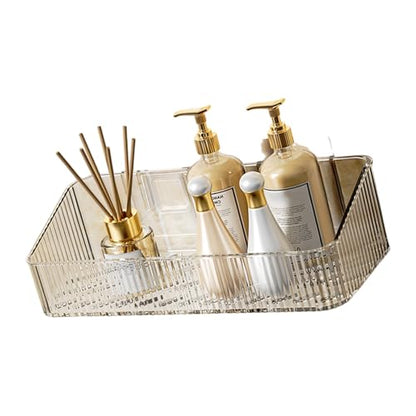 Adhesive Shower Caddys,Bath Organizers with Large Capacity,Not Drilling Bathroom Organizers Shelves Kitchen Racks - color: Clear