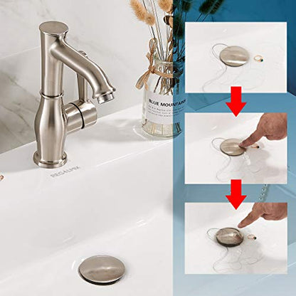 REGALMIX Bathroom Sink Drain, Vessel Sink Pop Up Drain,Built-in Anti-Clogging Strainer, Sink Drain Assembly Without Overflow Brushed Nickel,(1-1/2" to 1-3/4") RWF082B - color: Brushed Nickel, size: Without Overflow
