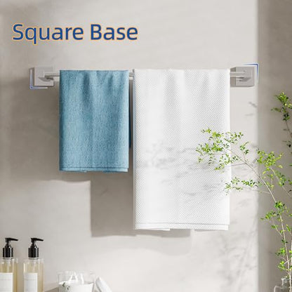 RUACQ Towel Bar 24" Towel Racks for Bathroom Wall Mounted, Chrome | One-Piece Bath Towel Holder, Total Length 26 Inch Single Towel Rod, 304 Stainless Steel Rustproof, Square Base, Heavy Duty - color: Chrome, size: 24 inch(Center to Center) Single Bar