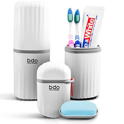 VITVITI White Toothbrush Travel Case, Portable Travel Soap Container Leakproof Dish Tray,7.88 inch Toothpaste Toothbrush Holder with Cover for Trip/Bathroom/Camping | Dish Soap, drainage, leakproof, 7.88 in, Traveling Toothpaste Tooth Brush Holder, Cover,