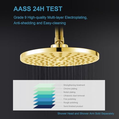 OFFO Shower Arm with Flange, 6 in Bright Gold Wall Mount Replacement Angle Shower Head Arm Wall-Mounted For Fixed Shower Head & Handheld Showerhead - color: Bright Gold, style: 6 in