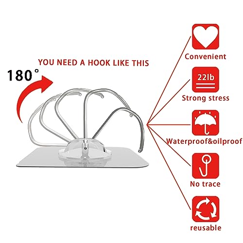 Latoxcaa Heavy Duty Adhesive Wall Hooks - Strong & Transparent, Hold up to 22lb, Waterproof & Reusable, Ideal for Kitchen, Bathroom, and Office (20 Pack) - size: 20 Medium Hooks