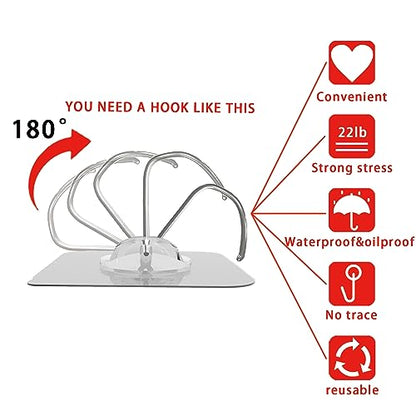 Latoxcaa Heavy Duty Adhesive Wall Hooks - Strong & Transparent, Hold up to 22lb, Waterproof & Reusable, Ideal for Kitchen, Bathroom, and Office (20 Pack) - size: 20 Medium Hooks