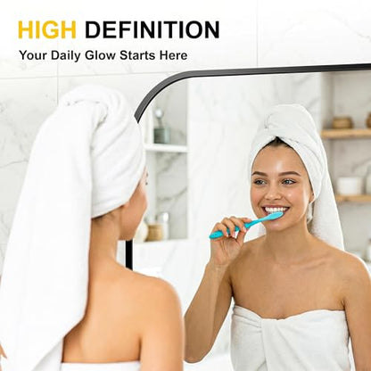 Black Bathroom Vanity Mirror 55x30 Inch | Metal Framed Bathroom Mirror for over Sink, Living Room, Bedroom, Entryway, Mantel, Fireplace Decor, Wall Mounted - size: 30"L x 55"W