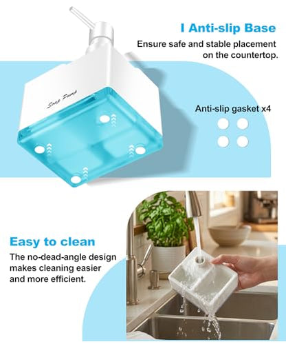 Dish Soap Dispenser with Sponge Holder, Small Hand Soap Dispenser with Sponge Caddy and Brush Holder, 3-in-1 Countertop Organizer for Kitchen Sink and Bathroom (White) - color: White