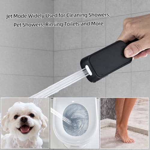 Matte Black High Pressure Handheld Shower Head, Wide Face Hand Held Showerhead with Hose and Bracket, Built-in Power Wash Jet Spray, Detachable Shower Head Set - color: Matte Black (Standard - Wide)