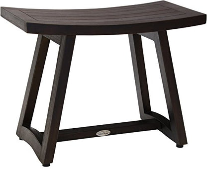 (Fully Assembled) AquaTeak Patented 24" Asia Buru Mocha Teak Shower Bench | Durable, Water-Resistant Teak, Shower Chair & Shaving Foot Rest, Indoor/Outdoor Use - size: B. Bench Fully Assembled