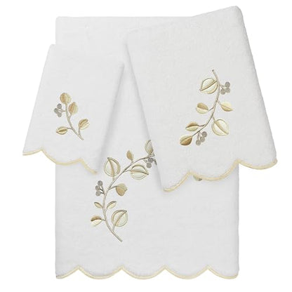 Jardin Turkish Cotton Scallop Towel-Beige-3 Pcs Set - color: Beige, size: 3 Pcs Set