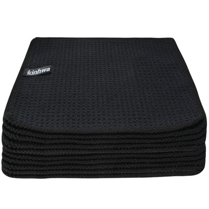 Waffle Microfiber Dish Cloths Black Kitchen Towels, Cleaning Cloth | Quick Dry Absorbent Dish Rags Dishcloths Barista Towels 8x8 Inch 10 Pack - color: Black, size: 8in x 8in 10 Pack
