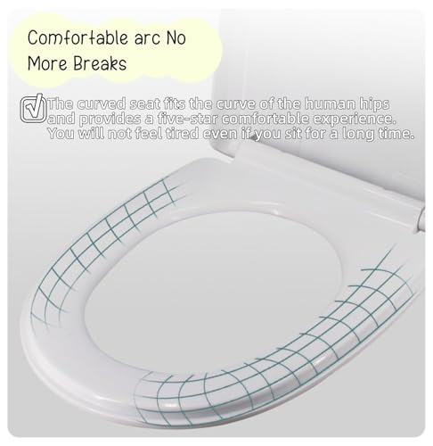 Soft Close Round Toilet Seat with Cover – Plastic, Easy Installation & Cleaning, Fits Most Standard Toilets (White) - size: V