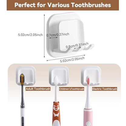 Toothbrush Holders for Bathrooms, Razor Holder for Shower, Self Adhesive Tooth Brushing Holder Wall Mounted, Toothbrush Organizer for Shower Hanging Towel, Waterproof Hook for Bathroom, 2Pcs - size: ToothbrushHolders - 2PCS