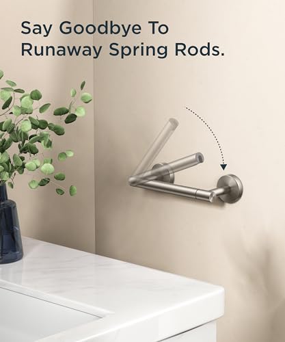 FORIOUS Commercial Toilet Paper Holder Wall Mount Bathroom Tissue Holder | Brushed Nickel | SUS304 Stainless Steel Rustproof | Double Post Pivoting Toilet Paper Roll Holder | Screw-In | Round Base - color: Stainless Steel