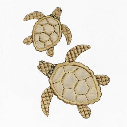 Jewel 4-Piece Premium Towel Set, Embroidered Turtles, Plush Turkish Cotton, Durable & Quick Dry, Elegant Beach Style, 2 Bath 2 Hand Towels, White - color: White, size: 2 Pcs Bath 2 Pcs Hand Towel