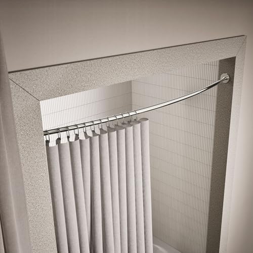 KOHLER K-9351-SN Expanse Curved Shower Rod, Contemporary Design, Adjustable Fit 60-76", Vibrant Polished Nickel - color: Vibrant Polished Nickel