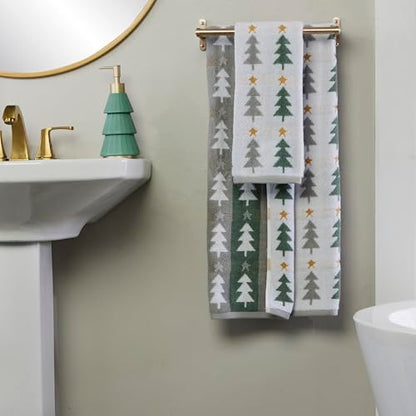 SKL Home Christmas/Winter Multi Trees Bath Towel, 100% Cotton, Multi | 500 GSM. Soft & absorbent. Reversible jacquard pattern. Great for holiday gifting. - color: Multi Trees, style: Bath Towel
