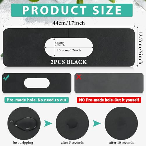 Tioncy 2 Pcs Faucet Mat Sink Splash Guard Oval-hole Oval Splash Pad for Kitchen Sink Oval Base Diatomite Faucet Mat for Bathroom Absorbent Mat Splatter Screens(Black) - color: Black