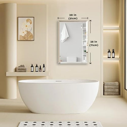 1 PCS 20x 28 Beveled Wall Mirror Decorative Bathroom Vanity Mirror | Beveled Edge,Shatterproof Frameless Mirror,Modern Design,Rectangle - size: 28"L x 20"W