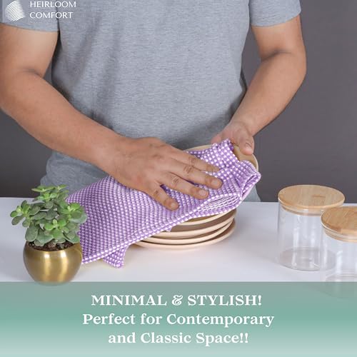 12 Pack Dual Tone Waffle Weave Dish Cloth, 12x12 Inches, 100% Cotton, Reversible, Super Absorbent, Quick Dry, Durable Dishcloth Set, Soft Hand Towels for Cleaning, Lavender - color: Lavender