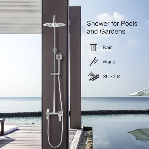 HDSRYJXH Shower Faucet - Shower Faucets Sets Complete, Shower System - Outdoor Shower Kit/Outdoor Shower Fixtures W/ SS304 Shower Head with 3 modes Handheld, Brushed Nickel - color: Brushed Nickel-01