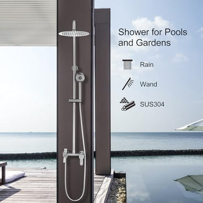 HDSRYJXH Shower Faucet - Shower Faucets Sets Complete, Shower System - Outdoor Shower Kit/Outdoor Shower Fixtures W/ SS304 Shower Head with 3 modes Handheld, Brushed Nickel - color: Brushed Nickel-01