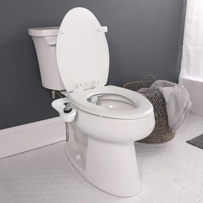 Bio Bidet SlimEdge Bidet Attachment for Toilet, Non Electric, Dual Nozzles for Front and Rear Cold Water Wash, Adjustable Water Pressure, White - size: 1 Pack