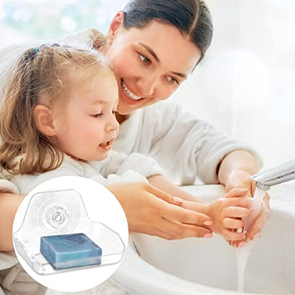 Self Adhesive Soap Dish Wall Mounted, Plastic Soap Saver, Sponge Soap Holder for Shower Wall, Bathroom, Kitchen ((Clear A)) - size: 1