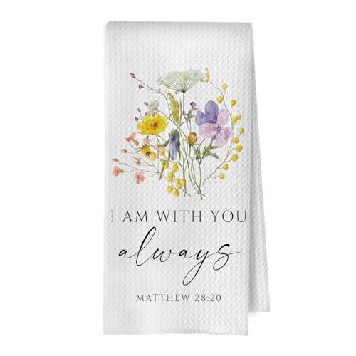 Bible Christian Kitchen Towels - Christian Bible Verse Decorative Waffle Weave Dish Towels, Christian Gifts for Women, Floral Hand Towels for Bathroom Kitchen, 16×24 Inches - color: Christian- 01