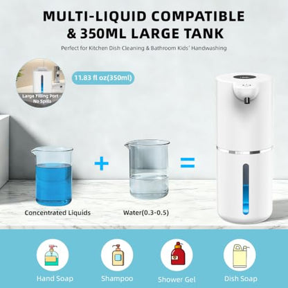 Automatic Liquid Soap Dispenser, Touchless Rechargeable, 350ml, White - color: White