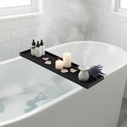 Acrylic Bathtub Tray, 29.9x7.9 Inch Bath Tray with 66lbs Capacity, 8mm Thick Spa Tub Shelf for Wine Book Tablet, Clear/Clear Black/Pure Black (Pure Black) - color: Pure Black