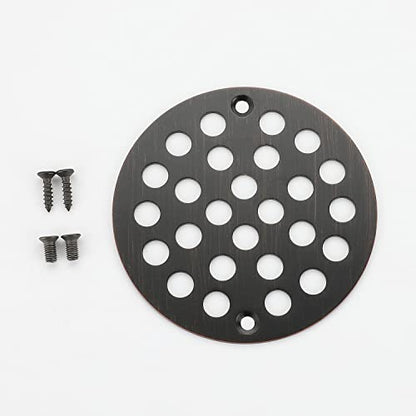 Round 4 Inch Screw-in Round Floor Drain Cover Replacement Shower Drainer Grate with Screws (ORB) - color: Orb