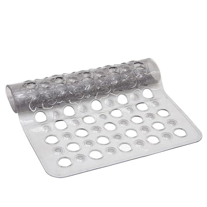 Kenney KN67245 Vinyl Bubble Bath Mat, Shower Mat, Tub Mat with Suction Cups and Large Drain Holes for Use Inside the Bathroom Shower, 27" L x 14.5" W, Gray - color: Gray