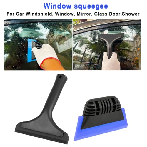 Window Tint Tool All-Purpose 6" Silicone Cleaning Squeegee 5 inch Handy Small Rubber Window Squeegee Auto Water Blade for Car Windshield, Window, Mirror, Glass Door,Shower (Black and Blue) - color: Black and Blue