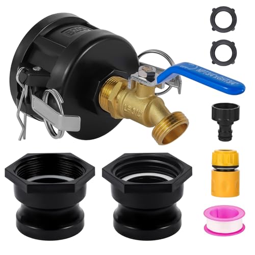 IBC Tote Hose Adapter, 2" Cam Lock Fittings for 275-330 Gallon IBC Tote Tank, 2" Fine and Coarse Groove, 3/4" Male NPT Inlet ×3/4" Male GHT Brass Hose Faucet Garden Hose Connector