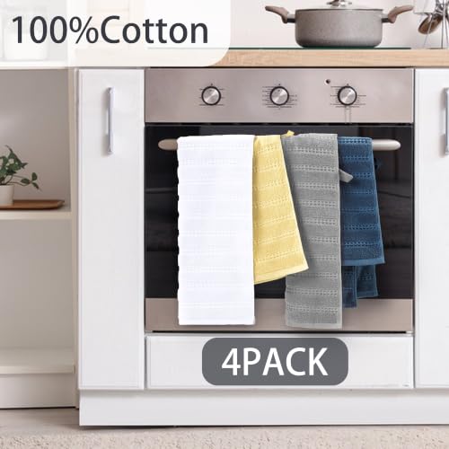 VOOVA & MOVAS Bathroom Hand Towels 4PC,13"x30", 100% Cotton,Beige | Waffle Weave Fabric, Soft Lightweight & Absorbing, Quick Dry & Non-fading, Unshrinkable - color: Beige
