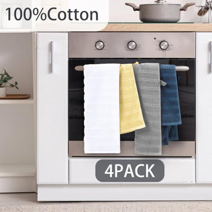 VOOVA & MOVAS Bathroom Hand Towels 4PC,13"x30", 100% Cotton,Beige | Waffle Weave Fabric, Soft Lightweight & Absorbing, Quick Dry & Non-fading, Unshrinkable - color: Beige