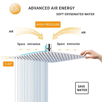 Square 6 Inch Stainless Steel Shower Head High Pressure Rainall Shower Head Chrome Ultra Thin Design-Best Pressure Boosting with Silicone Nozzle Easy to Install - color: Chrome, size: Square