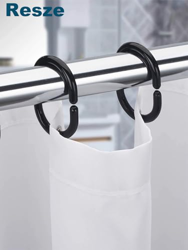 Resze 24 PCS Shower Curtain Rings,Plastic Black Shower Curtain Hooks,C-Shaped Rings Hook Hanger Bathroom Shower Window Rod - color: Black, size: 24PC