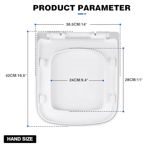 Soft-Close Toilet Seat with Quick-Release Function Square 360degrees Simple Top Fixing with Adjustable Hinge for Modern Bathroom