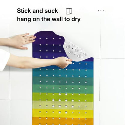 LNOND Rainbow Bathtub Mat, 40 X 16 Inch Tub Mat for Bathroom, Modern Abstract Bath Tub Shower Mat with Drain Holes and Suction Cups - color: Rainbow